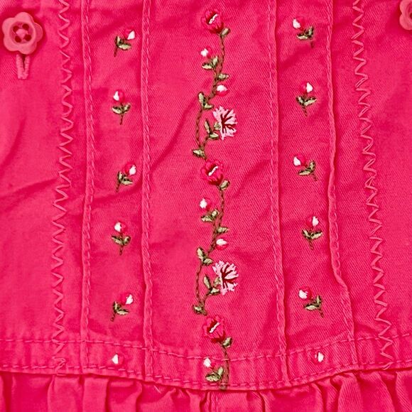 Vintage Baby Girl Carter's 9 Month Playful Pink Overalls Floral Embroidered - Picture 9 of 13